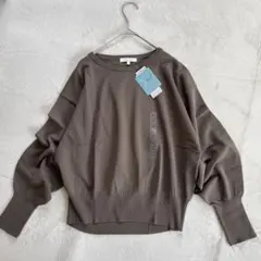 新品 グローバルワーク スッキレイ クルーネックプルオーバー ニット 茶色 M