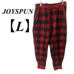 JOYSPUN【L】赤黒チェック ジョガーパンツ イージーパンツ　カジュアル