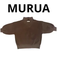 MURUAムルーアニット5分袖春夏ブラウン大人デザイン