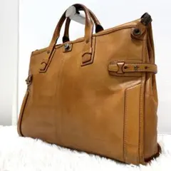 シェドゥーブル ビジネスバック ブリーフケース キャメル レザー A4収納可能