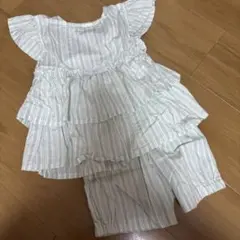 フリル付きストライプトップスとショートパンツセット 110のサムネイル
