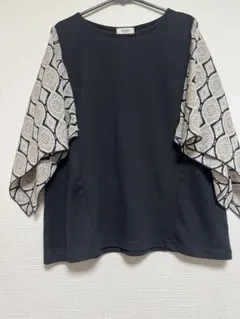 【美品】BEAMS HEART 袖スカーフプルオーバー　黒のサムネイル