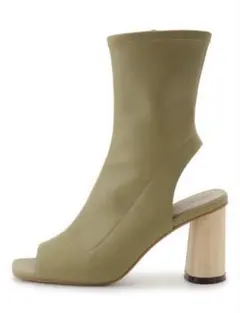 値下げ【超美品！】SNIDEL オープントゥブーツ　ピスタチオ　ショートブーツ