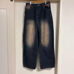 00s ACADEMIKS 極太バギーデニム W40 濃紺 ペイズリー柄 B系 - メルカリ