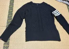 ブラック ケーブルニット 長袖セーター