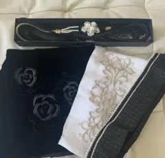 帯締め、帯揚げ、重ね襟、半襟　4点セット