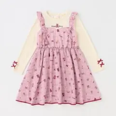 メゾピアノ チェック クマ柄 切替 ワンピース 140