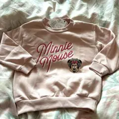 ミニーマウス 裏起毛トレーナー ピンク 100cm