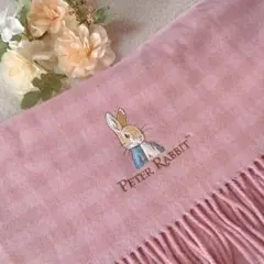 西川産業　ピーターラビット　フリンジ　膝掛け　ブランケット　ウール　ピンク