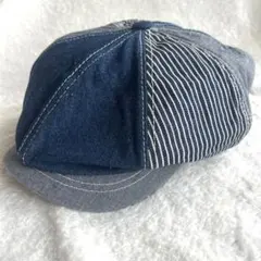 old Mans キャスケット　デニム　ストライプ　異素材