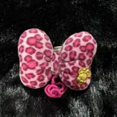 ディズニー ヘアゴム ヒョウ柄 リボン ピンク ミニー