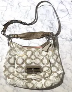 【未使用品】COACH オプアート ショルダー スパンコール2WAY バック