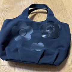 黒の花モチーフ トートバッグ