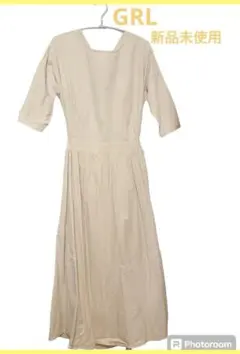 GRL ワンピース バックオープン リボン グレイル ベージュ