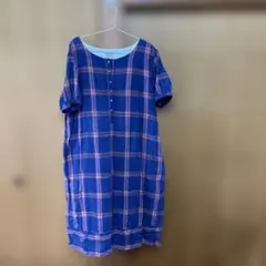 フェリシモ　Pleased Clothes チェック柄 半袖ワンピース