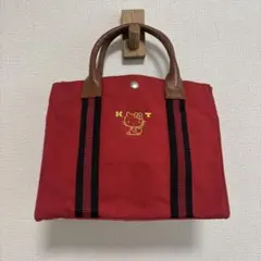 Hello Kitty ハローキティ 刺繍入り キャンバス トートバッグ レッドのサムネイル
