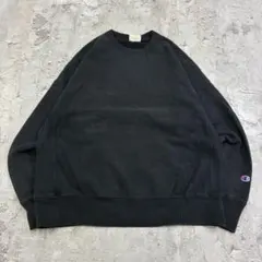 Champion　リバースウィーブ　スウェット　L　ブラック　無地　古着