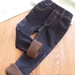 【新品未使用】裾リブデザイン裏起毛デニムパンツ 110サイズ