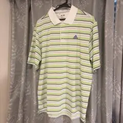 adidas ストライプポロシャツ　サイズ:O ゴルフウェア