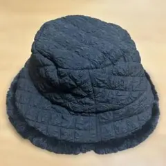 ブラックキルティングバケットハット