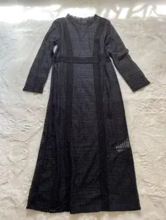 美品★インナーキャミ付KBFの黒レースロングワンピース