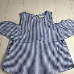 ZARA KIDS ストライプ柄 オフショルダー ブラウス 164cmのサムネイル