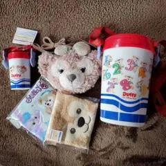 訳あり 未使用ダッフィーポップコーンケース大小とハンドタオル2枚とポシェット