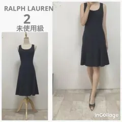 未使用級　ラルフローレン ブラックワンピース 膝丈　2 美ライン　薄手ウール
