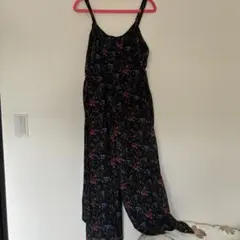 花柄サロペット Lサイズ 黒