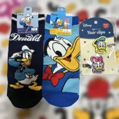 セリア　ドナルドダック ソックス 2足セット&ヘアピン