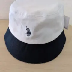 新品U.S. POLO ASSN. バケットハット.ホワイト&ネイビー57〜59