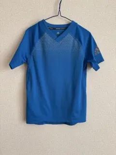 adidas 青 Vネック Tシャツ 半袖 130cm