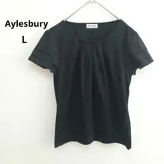【アリスバーリー】半袖 Tシャツ フロントタック 袖切り替え カットソー 黒 Lのサムネイル