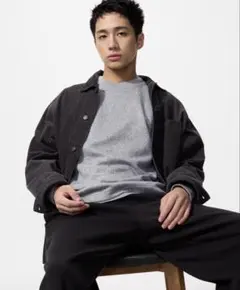 UNIQLO ソフトニットフリースクルーネックT グレー