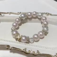 パールビーズ ブレスレット ピンク シルバー