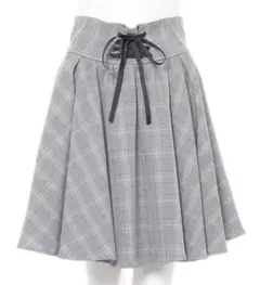 イングINGNI レ一スアップタックギャザーフレアスカ一トグレ一チェック量産型