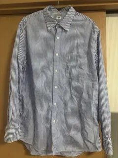 UNIQLO ストライプ柄 長袖シャツ ブルー XL