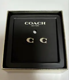 COACH ゴールド Cロゴ スタッド ピアス シグネチャー 箱付き