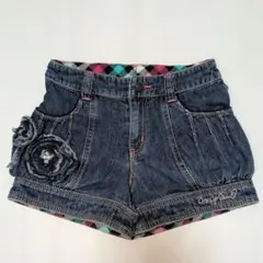 120★メゾピアノ★お花付き！デニムショートパンツ★