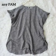 any FAM ブラウス 麻混 フレンチスリーブ グレンチェック Fのサムネイル