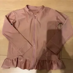 ピンク フリル付き ラッシュガード 120cm 帽子セット