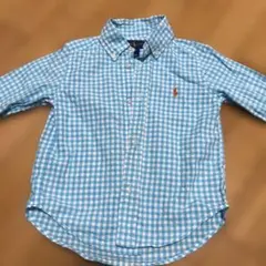Ralph Lauren 水色チェック 長袖シャツ 3/3T