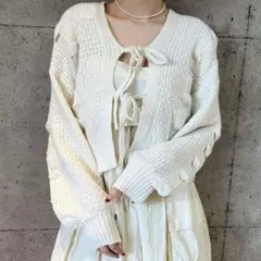 新品　リボンケーブルニットカーディガン