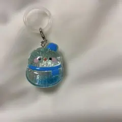 青　まるっこゆきだるま　クリスタルBIG ワンポイントチャーム　めじるし