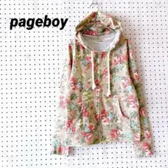 ページボーイ 花柄 フラワープリント ジップパーカー（M）ベージュ系 コットン混のサムネイル
