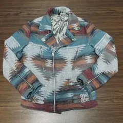 超希少　ネイティブ柄 ウール ダブルライダース　レディースM（メンズS相当）