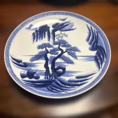 有田焼　峯山　染付 山水図 大皿 径約35cmのサムネイル