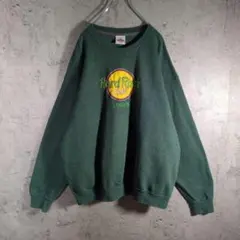 【USA製】ハードロックカフェ LONDON スウェット XL 緑 刺繍ロゴ