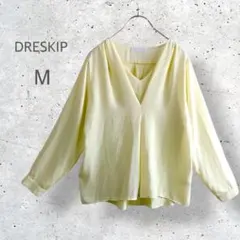★【DRESKIP】　とろみブラウス　透け感　パフスリーブ　Vネック　体型カバーのサムネイル