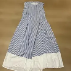 美品✨ ヌキテパ 23SS コットンストライプスリーブレスギャザードレス